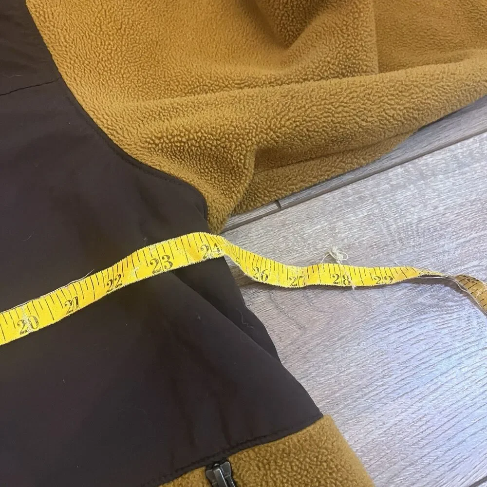 The North Face Retro Denali Zip Up Sweatshirt Fleece Brown Mustard Yellow Sz XL